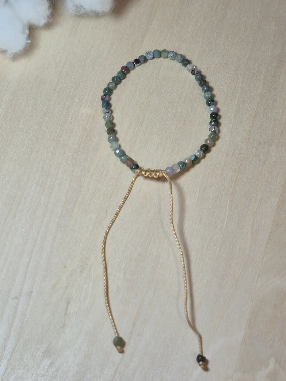 💚🩶NEW💚🩶 BEAUTIFUL!! Natural Stone MOSS AGATE Adjustable Bracelet